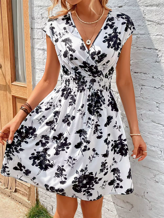 Robe Fleurie Noire & Blanche